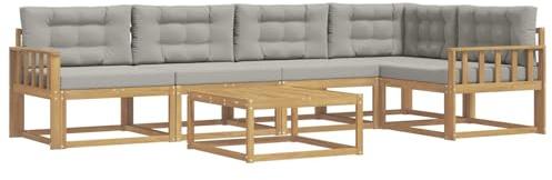 vidaXL Outdoor-Sofagarnitur 6 pcs Weiß und Hellgrau 79 x 79 x 37 cm, Modernes Gartenmöbelset, wetterfestes Sofa, schicke Sitzgruppe, langlebige Liege fürs Poolside