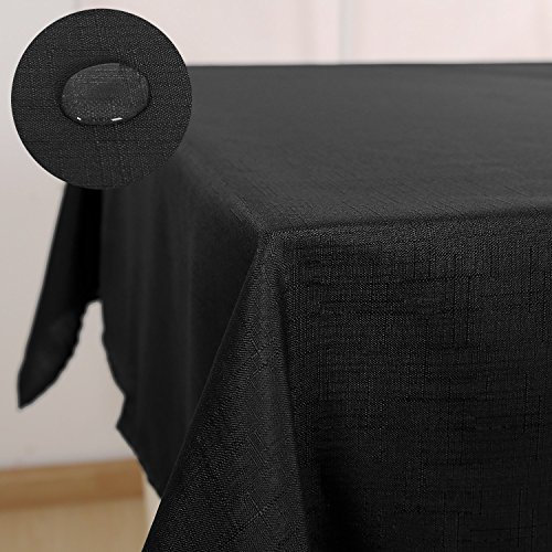 Deconovo Leinenoptik Tischdecke Wasserabweisend Tischwäsche Lotuseffekt 130x220 cm Schwarz