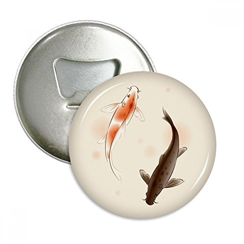 Traditional Chinese Japanese Lucky Fish Round Bottle Opener Refrigerator Magnet Badge Button 3pcs Gift