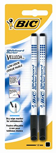 Velleda 1721 Radierbare Marker, BIC, feine Spitze, Schwarz, 2 Stück