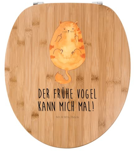 Mr. & Mrs. Panda Motiv WC Sitz Katze Frühaufsteher - Geschenk, Kaffee, Katzenprodukte, Katzen, Klodeckel, WC-Sitz, Tiger, Miau, Klobrille,