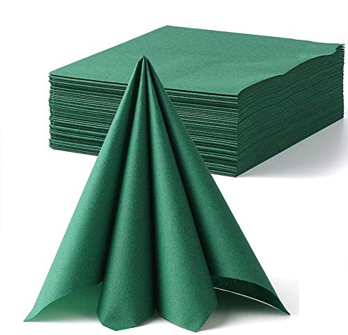 LEKOCH 50 pcs Serviettes Table Papier Vert Foncé Serviette de Table Intisse Vert Sapin Qualité pour Noël fête Mariage 40 * 40 cm