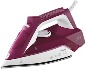 BEKO SIM3126R SIM 3126 R Fer à Repasser 2600 W Tapis 150 Vapeur Continue 40 g/Min Semelle céramique Anticalcaire Arrêt Automatique, 240 milliliters, Bordeaux
