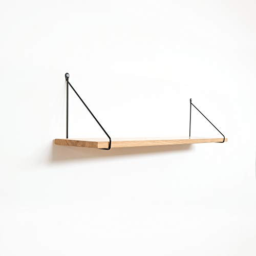 Natural Goods Berlin 1x Design Wandregal Eiche 100cm | viele Farben & Modelle | Regalboden Massivholz Metall Schweberegal hängend, Regalwinkel, Konsole (Regal PANKOW (20cm Tiefe), Schwarz)