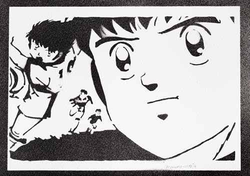moreno-mata Echtes Handgemachtes Graffiti Captain Tsu... Manga und Anime Aesthetic Poster & Kunstdrucke Oliver und Benji Plakat Handmade Deko Wandbild Wanddeko Geschenke für Männer und Frauen
