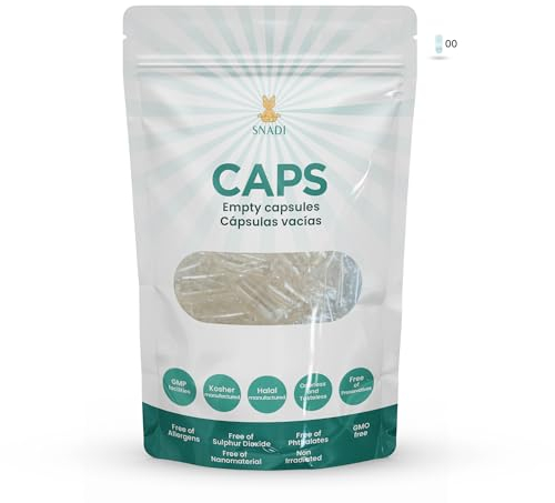 Snadi - 1000 Capsules Végétales Vides | Taille 00 | Transparentes | Qualité Pharmaceutique | Emballage Biodégradable | Idéales pour Vitamines et Compléments | Inodores et Insipides