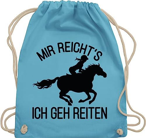 Turnbeutel Rucksack - Pferde - Taschen - Mir reichts ich geh reiten - Unisize - Hellblau - reiterzubehör stalltasche pferd pferdeliebhaber horse juterucksäcke reitsport zubehör pferdebeutel