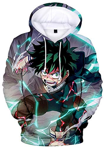 YIMIAO Jungen Mädchen Kapuzenpullover My Hero Academia Anime Hoodie Tasche Anime Fans Cartoons Langarm Cosplay Unisex Sweatshirts(XXL)