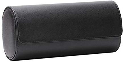 1Stück Runde Uhrenbox Elastischem Pu- mit Fächern Tragbare Uhrenaufbewahrung für Reisen Eleganter Organizer für Schmuck und Uhren Umweltfreundliches Material Schwarz