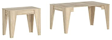 Skraut Home – Esstisch, ausziehbar mit Verlängerungen bis 146 cm, Farbe Eiche, Maße geschlossen: 90 x 53,6 x 74 cm.