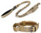 Huntvp taktisches Hundehalsband mit Kontrollgriff und Hundeleine mit Doppelgriff, Militär Hundehalsband und Leine Set, Reflektierend Verstellbar für Mittlere Große Hunde Jagd,Braun XL