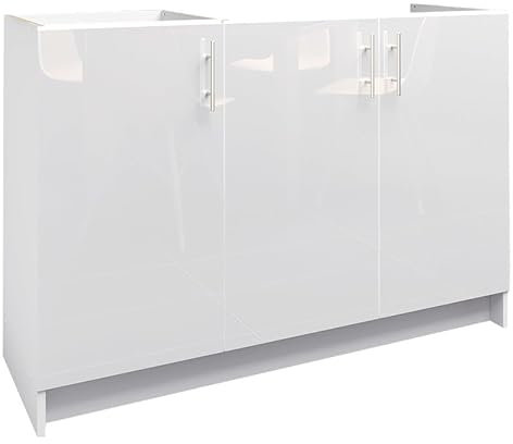 JD Greta Fixed Height 1200mm Kitchen Sink Base Cabinet Floor Unit (Without Worktop) – White Gloss