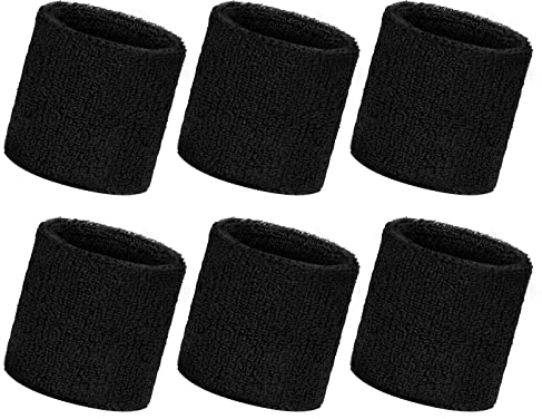 Flintronic 6 Stück Schweißbänder Handgelenk, Saugfähige Handgelenk Schweißbänder für Damen & Herren,Fitness Arm Schweißband,Sport Schweißband Armband Weiche Baumwolle für Handball Fußball Tennis