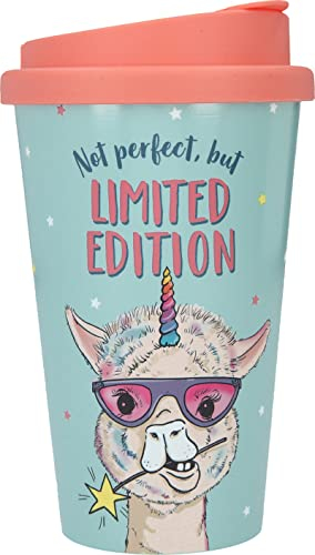 Depesche 2180-051 - Go Go mug en Plastique avec Slogan, 350 ML, réutilisable, Not Perfect, But Limited Edition, avec Motif de Lama