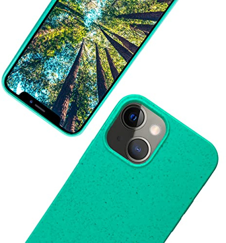 eplanita Eco Mobile Phone Case Compatible with iPhone 14, Plant Fibre, Drop Protection Cover, Durable and Sustainable (for iPhone 14, Mint)