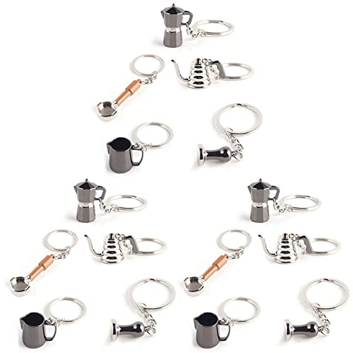 KVSERT 15PCS Barista Coffee Tamper Espresso Portafilter Moka Pitcher Keyring Portable Coffee Accessories Gift