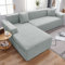 TOPCHANCES Sofabezug 3 Sitzer L Form - Weiche Anti-Rutsch-Stretch Sofabezüge Sofabezug Möbelschoner mit 2 Kissenbezügen für L geformtes Sektionssofa (Silver Grey, Leaves)