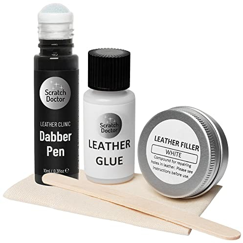 Scratch Doctor Compact Leather Repair Kit Patch, Fill, Glue & Recolour Scratches, Tears, Holes in Leather Furniture, Sofas, Car Seats (Dark Grey)
