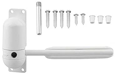Cierrapuertas automático con resorte, montaje en superficie, cuerpo de aleación de zinc para cierre de puerta para uso doméstico y comercial, para puerta de 10~60 kg, color blanco
