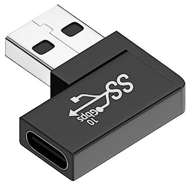 CY Adattatore dati da USB-C tipo C femmina a USB 3.0 A maschio, piatto orizzontale ad angolo retto di 90 gradi, per computer portatile e desktop