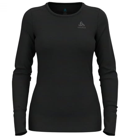 Odlo Thermounterwäsche Merino 200 | Schwarz | Größe L | Merino Unterwäsche für Damen | Langarm-Thermoshirt