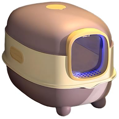 Katzenklo,Katzentoilette mit UV Licht,Katzenklo mit Deckel,Katzen Toiletten,Katzenklo Groß 55cm*38cm*36cm (Lila)