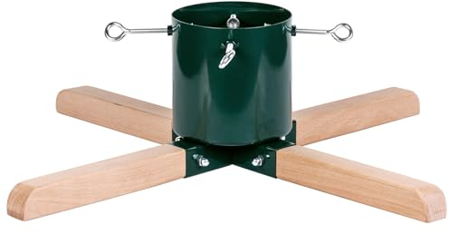 HarcoHome Weihnachtsbaumständer für lebenden Baum, 2,7 m, stabiler Metall- und Buchenholz-Weihnachtsbaumhalter mit Erdspieß für frischen Baum, Weihnachtsbaumhalter, Weihnachtsbaumständer für echten