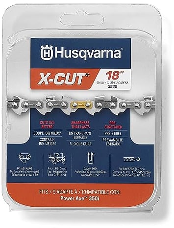 Husqvarna X-Cut S93G Catena per motosega da 45,7 cm, passo 3/8, calibro 50, 62 maglie, ricambio per catena per motosega 350i
