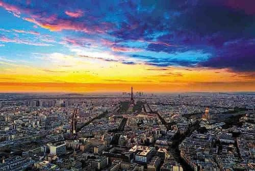 City Overlook on the Plains at Sunset - 5000 Piece Wooden Puzzle - Puzzle Games Home Decor Jigsaw