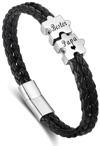 Vatertagsgeschenk für Papa Geschenke Vater Geburtstagsgeschenk - Lederarmband Papa Armband mit Gravur Beste Papa Weihnachaten Geschenke