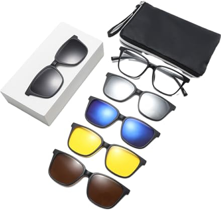 CLSSLVVBN 5 Stück magnetische Clip On Brillen, stabile Fixierung, doppelter Verwendungszweck, für Brillen und Sonnenbrillen, PC Rahmen, hält den ganzen, Typ 1