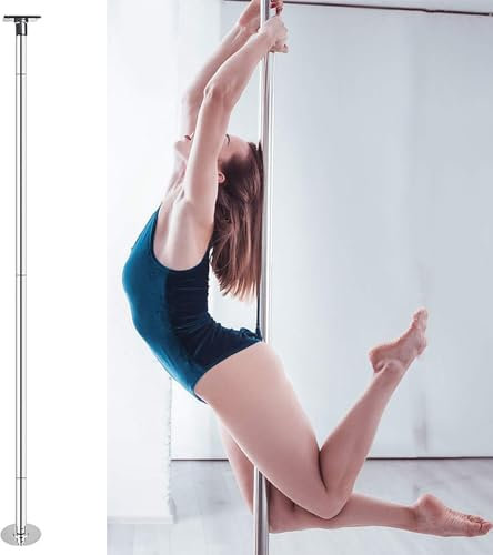 Barre de Pole Dance Poteau de Danse de Poteau de Filature de 45mm Debout Libre, Supports de Plafond pour Poteaux à Dénuder Fixes de 2,3 M/ 2,5 M/ 2,7 M/ 3 M/ 3,5 M/ 4 M, Sécurité Maison Pôle Bar Pôle
