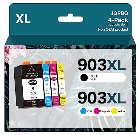 JORBO 903 XL 4er Pack Druckerpatronen Ausgestattet mit Neustem Chip Kompatibel für HP 903XL Patrone Multipack mit HP Officejet Pro 6970 6960 Officejet 6950 All-in-One Drucker