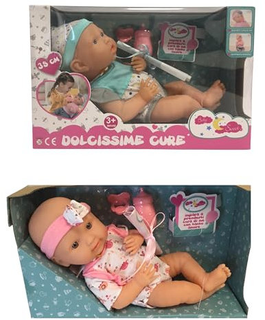 Puppe mit Babyflasche und Schnuller, 35 cm, süße Pflege, Babypuppe, süß, wie EIN echtes Kind