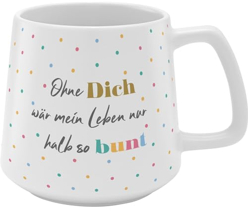 GRUSS & CO Tasse konisch Bunt | Steinzeug, 43 cl, mehrfarbig | Geschenk Freunde, Geburtstag, Ostern | 48995