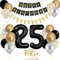 25th Birthday Decorations - Foil Balloons, Banner, Cake Topper & More in Black, Gold & Silver