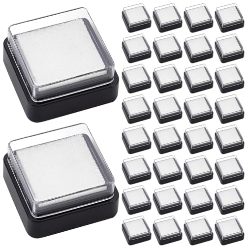 WEBEEDY 30 Stück Leeres Stempelkissen Keine Tinte Mini-Daumenabdruck-Schwamm, Stempelkissen Schwarz Schnell Trocknender Schaumstoff Ungetinkte Pads Tintennachfüllung Malerei DIY Stempeln, Scrapbooking