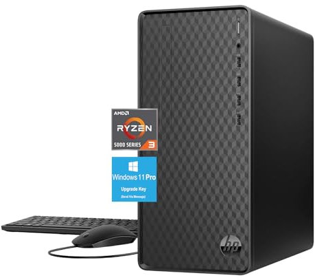 HP Everyday Desktop Computer PC - AMD Ryzen 3 5300G Processor(up to 4GHz), 32GB RAM, 2TB PCIe SSD, 2TB HDD, for Business, Study, Videos, and Gaming, Wi-Fi, Bluetooth, Windows 11 Pro