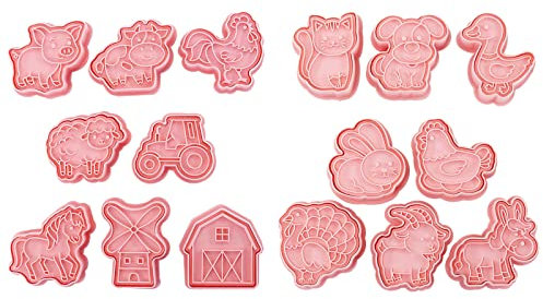 Lot de 16 Emporte Piece Biscuits en Plastique - Motif Animaux de la Ferme