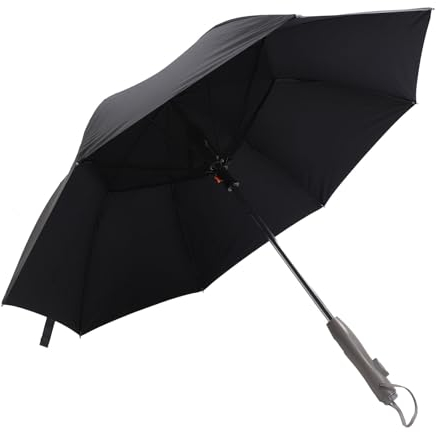 Sonnenschirm mit Ventilator und Nebel, UPF 50+ UV-Schutz, Tragbarer Reiseschirm für Sonne und Regen, Wiederaufladbarer USB-Faltschirm mit Nebelventilator für Heißen Sommer, (Black)