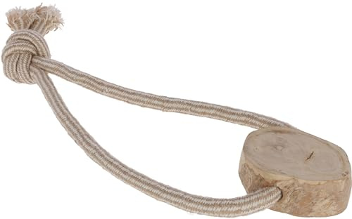 Kerbl Pet Kaffeeholz-Kette für Hunde | 45 cm, splitterarmes und koffeinfreies Kaffeeholz mit Jute und Baumwolle, unterstützt die natürliche Zahnpflege