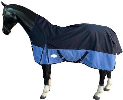 eQuitack Your Passion Is Our Mission Outdoor Winterdecke Turnout 100% Wasserdicht 600D 50G Fulling Highneck Multi Farbe Navy/Blau - 165cm
