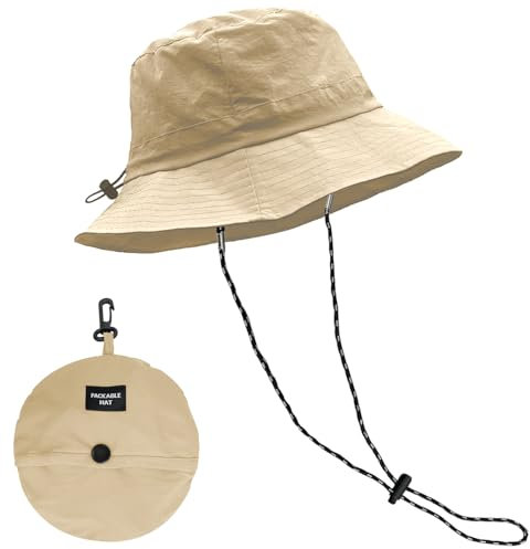 INSPUTOL Chapeaux de Seau pour Hommes et Femmes, Chapeaux de Seau pour Femmes Chapeau de Seau Imperméable Chapeau de Seau avec Cordon de Serrage Chapeaux de Soleil pour Femmes Hommes(Kaki)