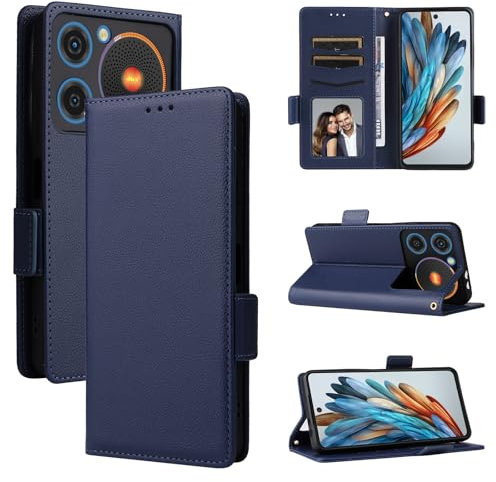 BELLA BEAR ZTE Nubia Music Handyhülle, Magnetische Flip-Leder-Geldbörsenhülle, Kickstand-Hülle, Stoßfeste Schutzhülle für ZTE Nubia Music-Dblue
