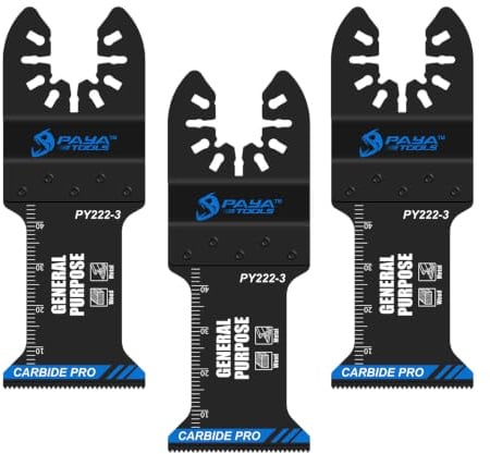 PAYA Multitool Sägeblätter professionelle Oszillierende Klingen Hartmetall Sägeblatter für schwere Metalle Nägel Aluminium Rohre Holz Kupfer und andere harte Materialien, 3tlg PY222-3