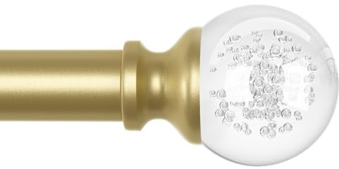 TRAROD Gardinenstange Gold Ausziehbar 76-305 cm, 25 mm Durchmesser Vorhangstange Ausziehbar, Dekorative Curtain Rod mit Kristallkugel-Endkappen für Schlafzimmer, Wohnzimmer, Küche