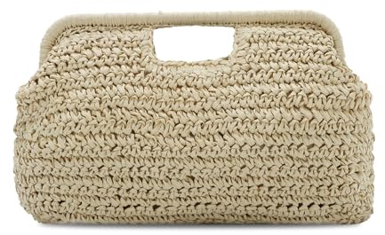 HomKuch Straw Clutch Purses for Women, Woven Summer Lightweight Straw Beach Bag Handbag for Beach Travel Holiday