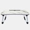 OHS Wooden Laptop Tray Stand For Bed & Sofa with Foldable Legs Laptop Table For Working From Home Portable & Sturdy Breakfast Tray, White Marble - 60x35x26cm