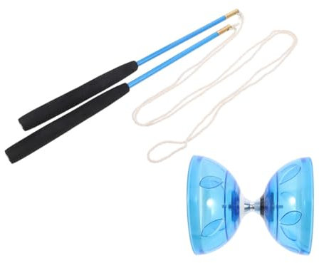 Pluuttiem Diabolo Fitness-Spielzeug im Freien - Diabolo für Ältere Kinder (Blau, TPU, 8 cm, Anfänger, Unisex)