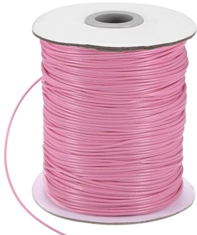 M METERXITY Gewachste Schnur 160m 1.2mm Gewachste Perlenkordel mit Spule für Schmuckherstellung DIY Handgemachte Kunstwerke Halsketten Armbänder Macrame Armbandfaden Hellrosa